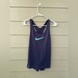 Nike Women's Purple Tank Top with Teal Swoosh